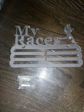 My Races Medal Hanger - Glitter Silver Runner Wall Display